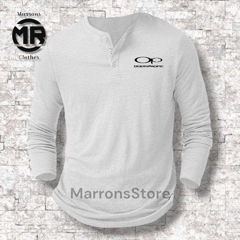 kaos pria/kaos lengan panjang/kaos kancing tiga/kaos kurta/kaos distro/KAOS SABLON OP LENGAN PANJANG