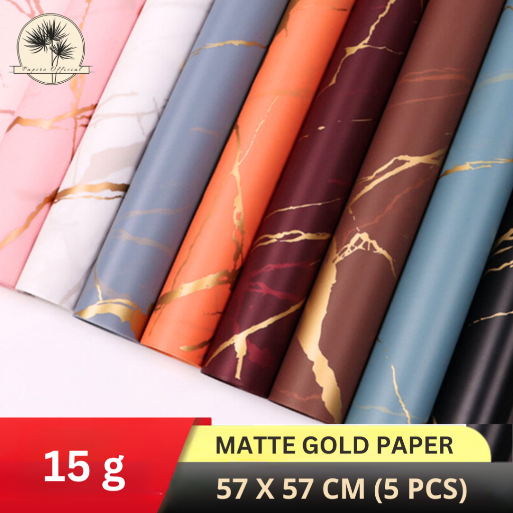 

5 Pcs Papiro Kertas Buket Bunga Cellophane Flower Wrapping Paper Tipe Marmer