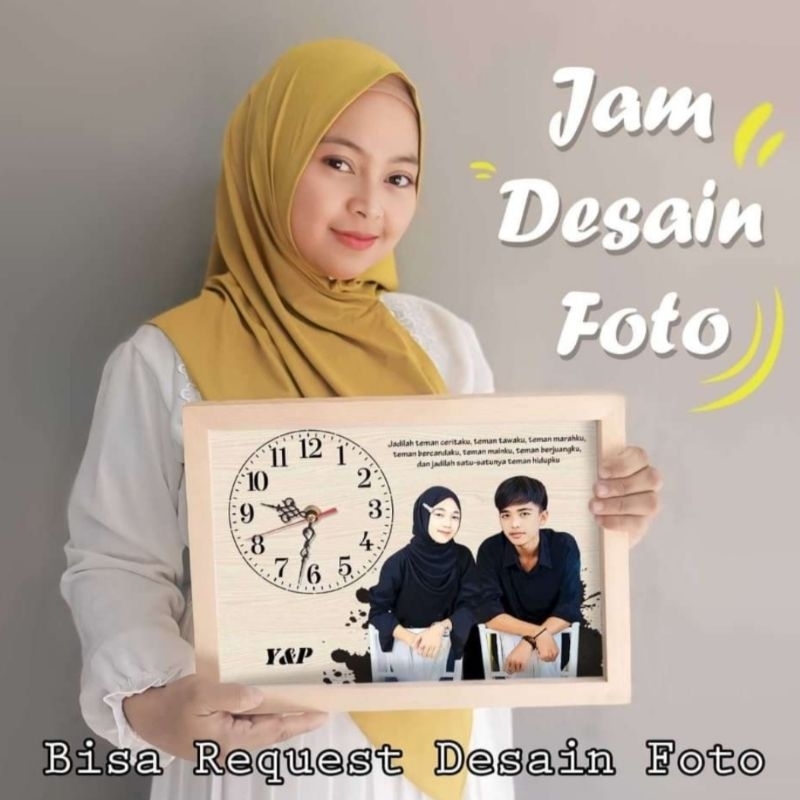 Hisan dinding | jam desain foto bingkai kayu jati belanda
