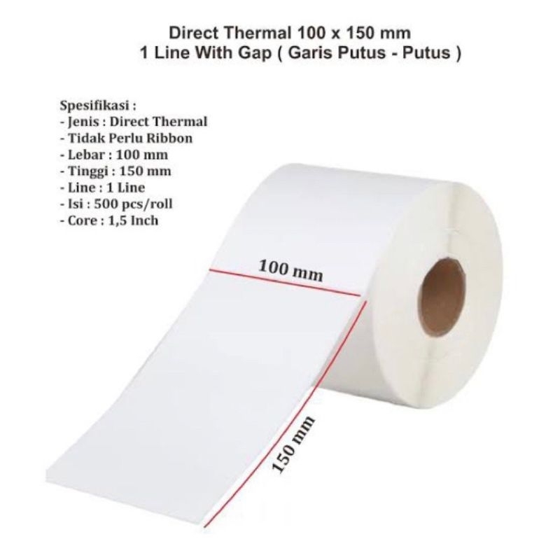 

LABEL THERMAL 100X 150 MM 500pvs/roll full