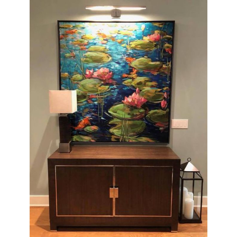 lukisan bunga teratai indah elegan