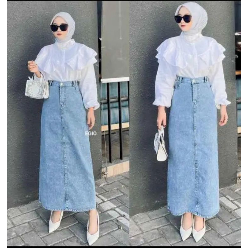 teana rok jeans highwaist wanita kekinian