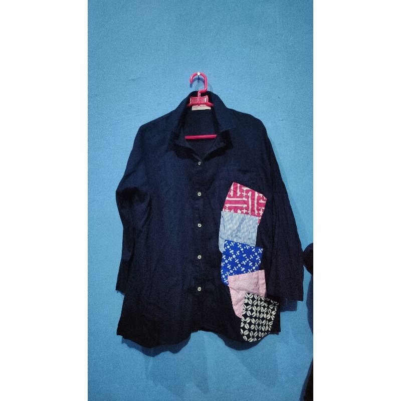 Preloved Aqila Clothing - Atasan Batik Biru