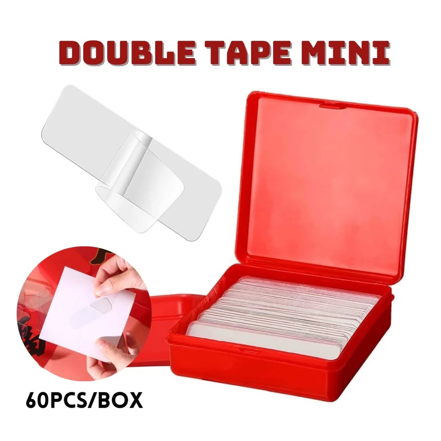 

【GOGOMART】Double Tape Mini Isi 60pcs Per Box / Selotip Nano Tape Bening Serbaguna