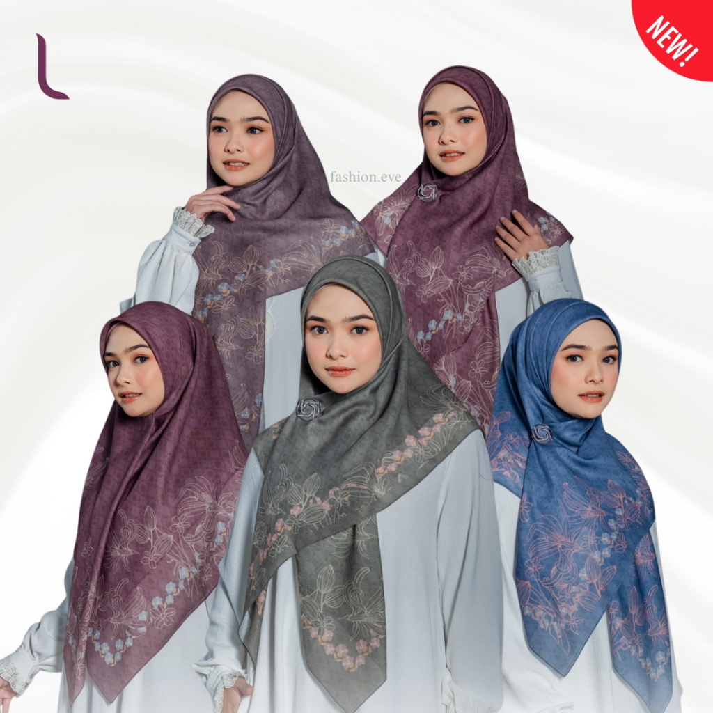 Elzatta Scarf Kaila Bunga Pansy Segi Empat Motif Premium Segiempat Nyaman Lembut