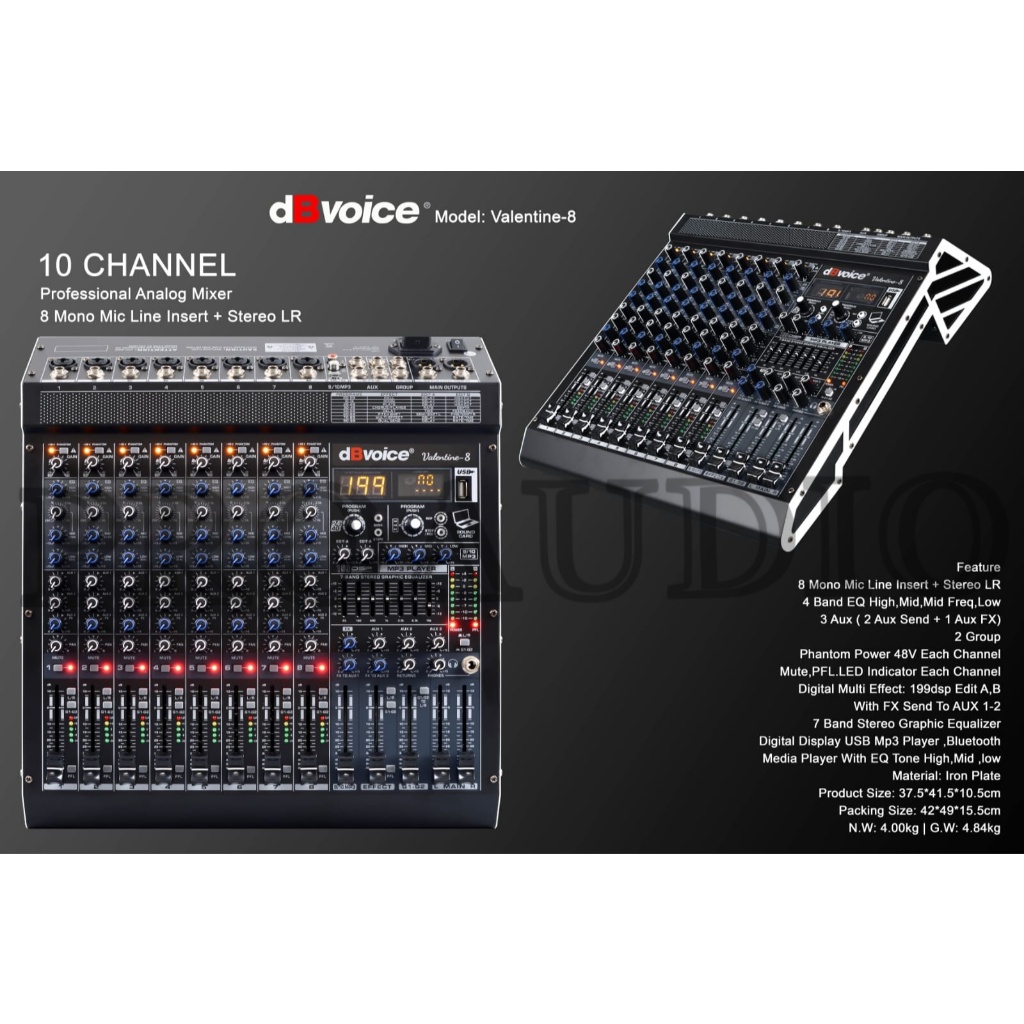 Mixer dBVoice Valentine 8 / Valentine8 / Valentine-8 Mixer 10 Channel 199Dsp Efek Vokal Original