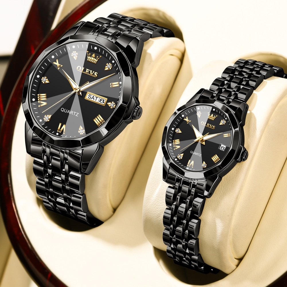 OLEVS Jam Tangan Couple Pasangan Original  Kalender Bercahaya Luminous Analog Couple Watch
