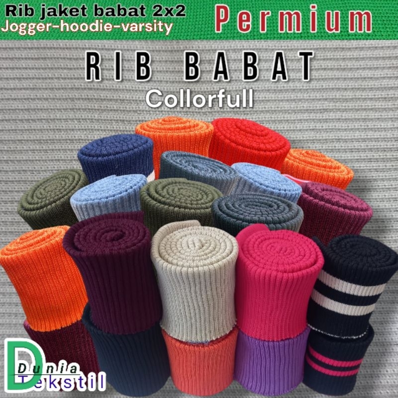 kain rib/bur babat warna kumplit Polyester Premium kiloan termurah