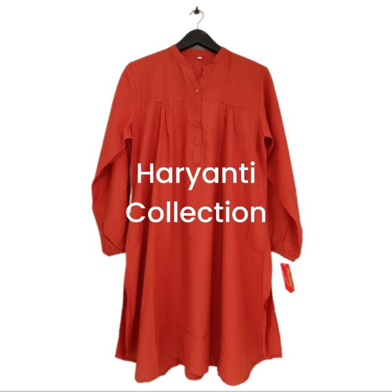 TUNIK VISCOUSE POLOS-WARNA MERAH BATA-ATASAN JUMBO-PAKAIAN WANITA-LENGAN PANJANG