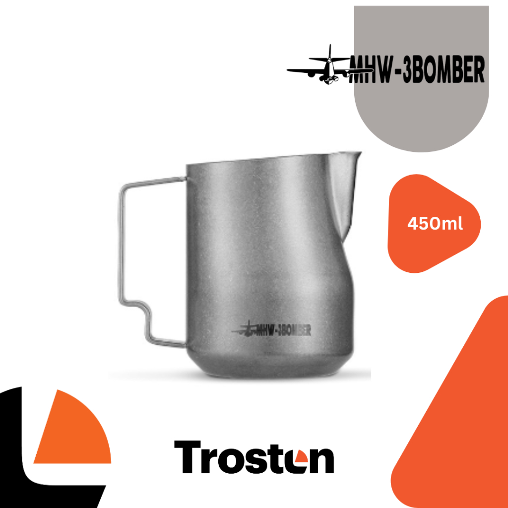 Trosten x MHW-3BOMBER 450ML-520ML Turbo Milk Pitcher Stainless Steel 304 Better Fusion of Milk Foam 