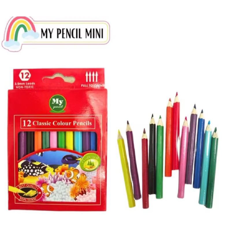 

Pensil Warna 12 Warna - pensil warna 12 / pensil kayu 12 warna pendek - 12 pensil warna panjang - pensil warna / colour pencil / pensil warna sekolah