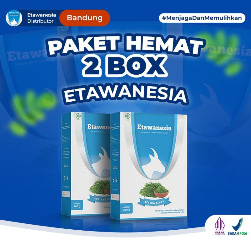 

( PAKET 2 BOX ) Susu Kambing Etawanesia Biru - Susu Kambing Etawa - Mengobat Sesak Nafas, Kolesterol, Sakit Punggung, Nyeri Sendi Dan Masih Banyak Manfaat lainya