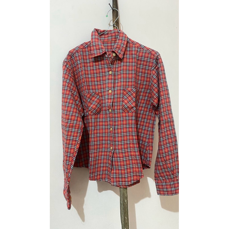 [PRELOVED] KEMEJA KOTAK PLAID TARTAN CROP MERAH