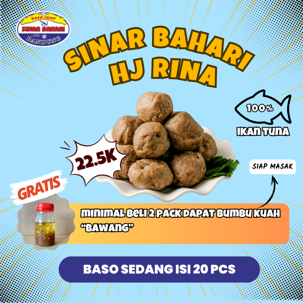 

Bakso Baso Ikan Sinar Bahari Varian Sedang Bumbu Kuah Tuna Berkualitas Enak Murah 20 Butir