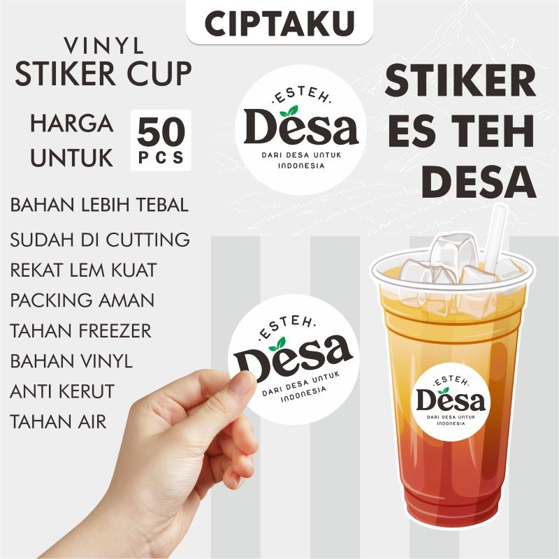 

stiker cup es teh desa bahan vinyl anti air
