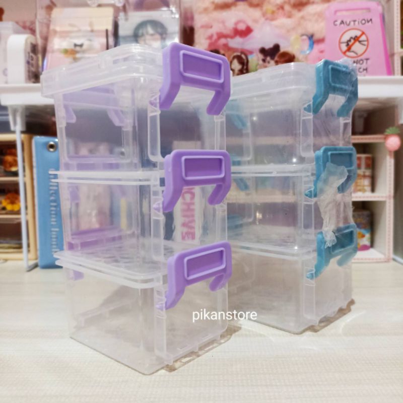 [Free Sticker] Storage 3 Tingkat/ Box Sticker Mini Layers/ Container Box Acc Jepit Kecil/ Kotak Peny