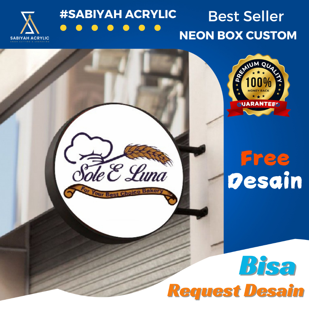 Neon Box custom outdoor neon box custom akrilik neon box 2 sisi 40x40cm Sabiyah Acrylic