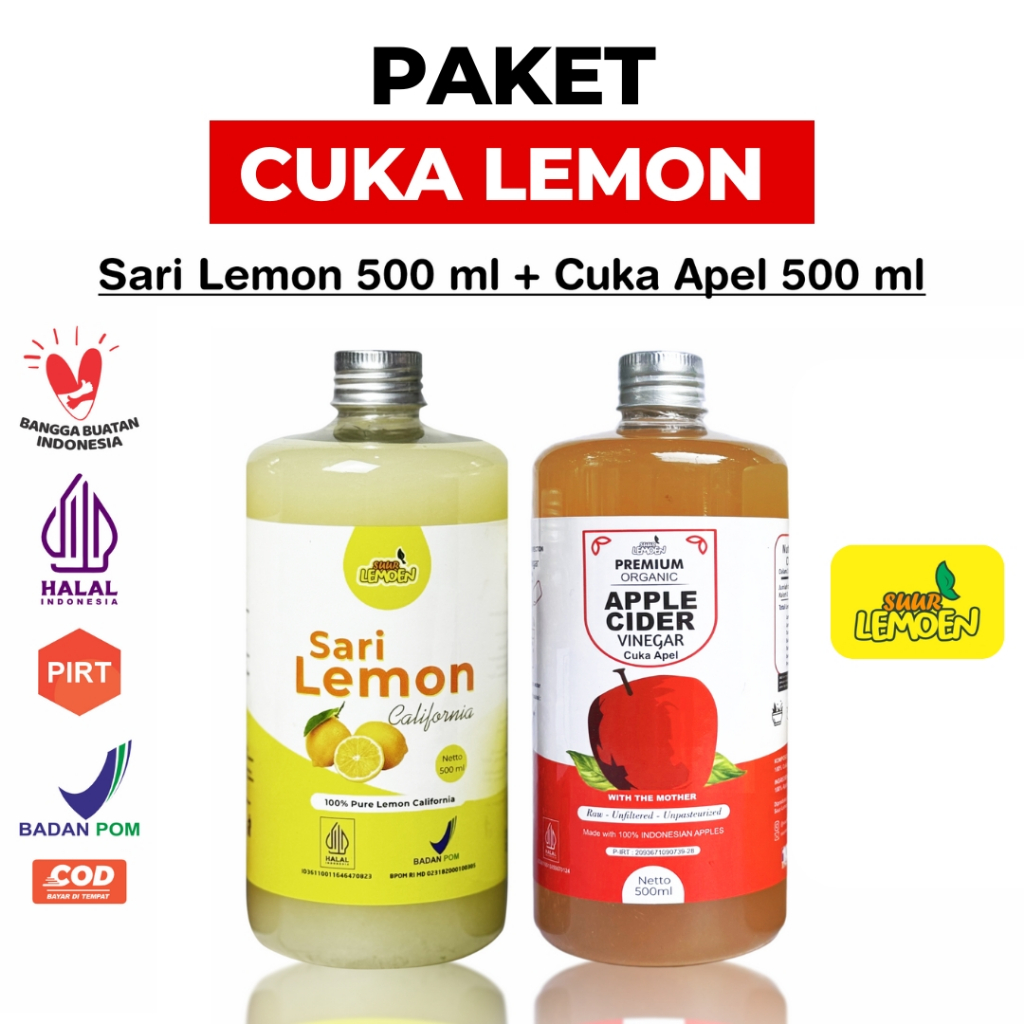 

Paket Diet Sehat Bundling Cuka Apel + Sari Lemon Murni By Suur Lemoen ID - Cuka Apel With The Mother - Apple Cider Vinegar With The Mother Sruput Herbal