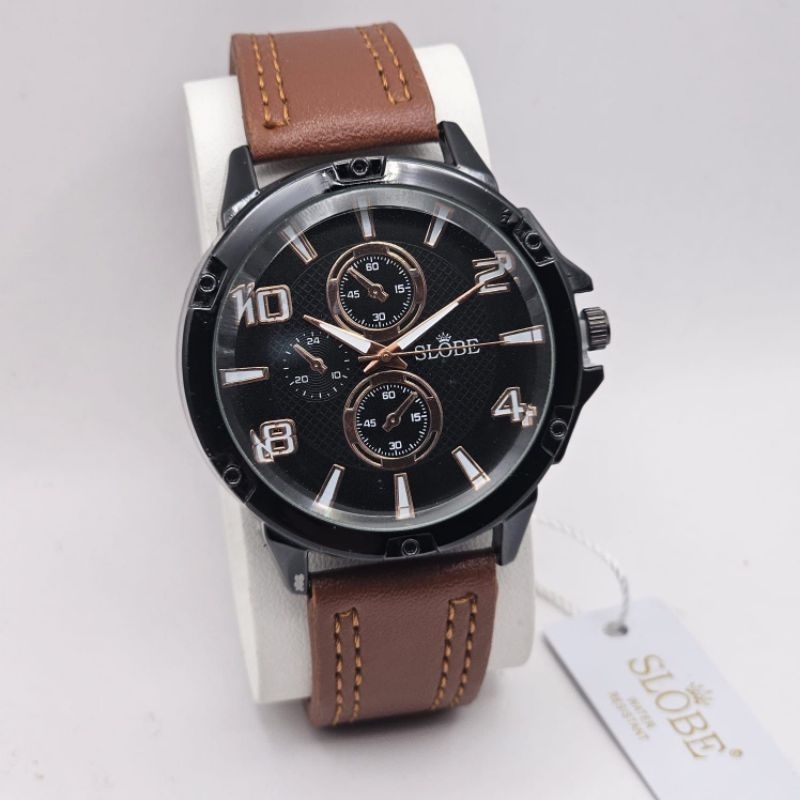 JAM TANGAN KULIT SLOBE ORIGINAL // Jam Tangan Pria Keren Elegan FRED BOK