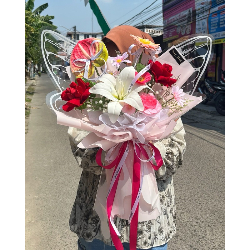 Butterfly Buket| Bunga Artificial| buket bunga palsu | buket artificial Premium