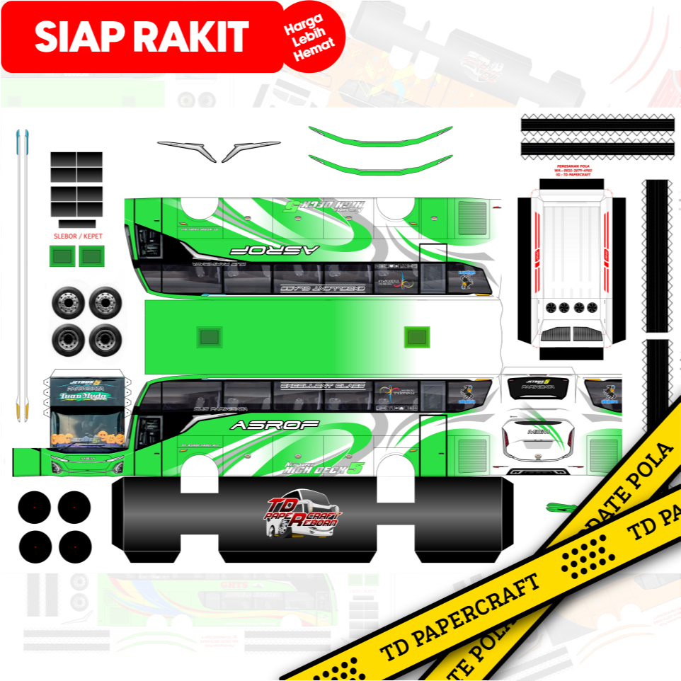 Lembaran Pola Papercraft Bus Asyrof Fadel MSM Tuan Muda