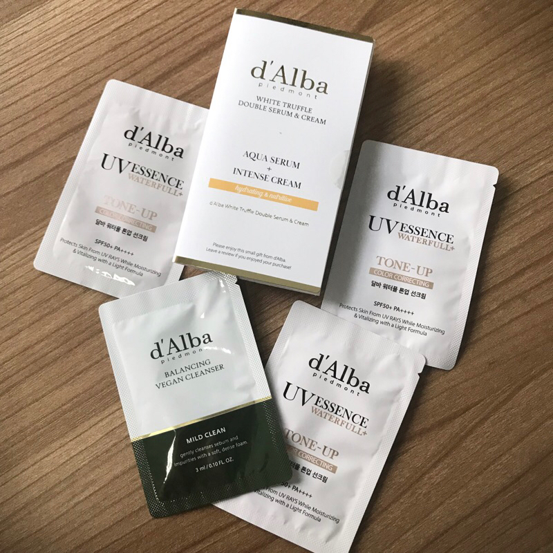 d’Alba Sample Aqua Serum + Intense Cream 13gr | Vegan Cleanser 3ml | UV Essence Tone Up 3ml ED 2025
