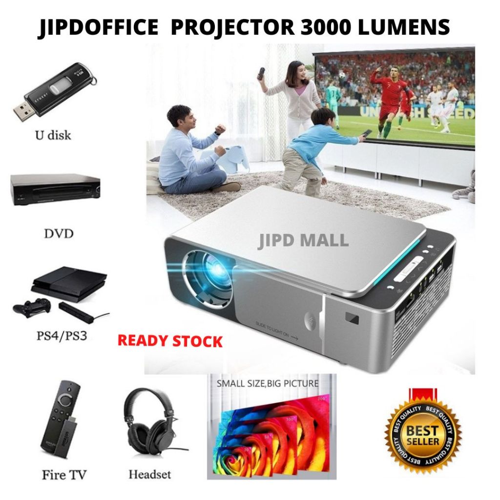 Jipdoffice Proyektor Infocus UNIC Lumens 3000 Wifi 1080p Projector HP PS DVD LAPTOP Serbaguna