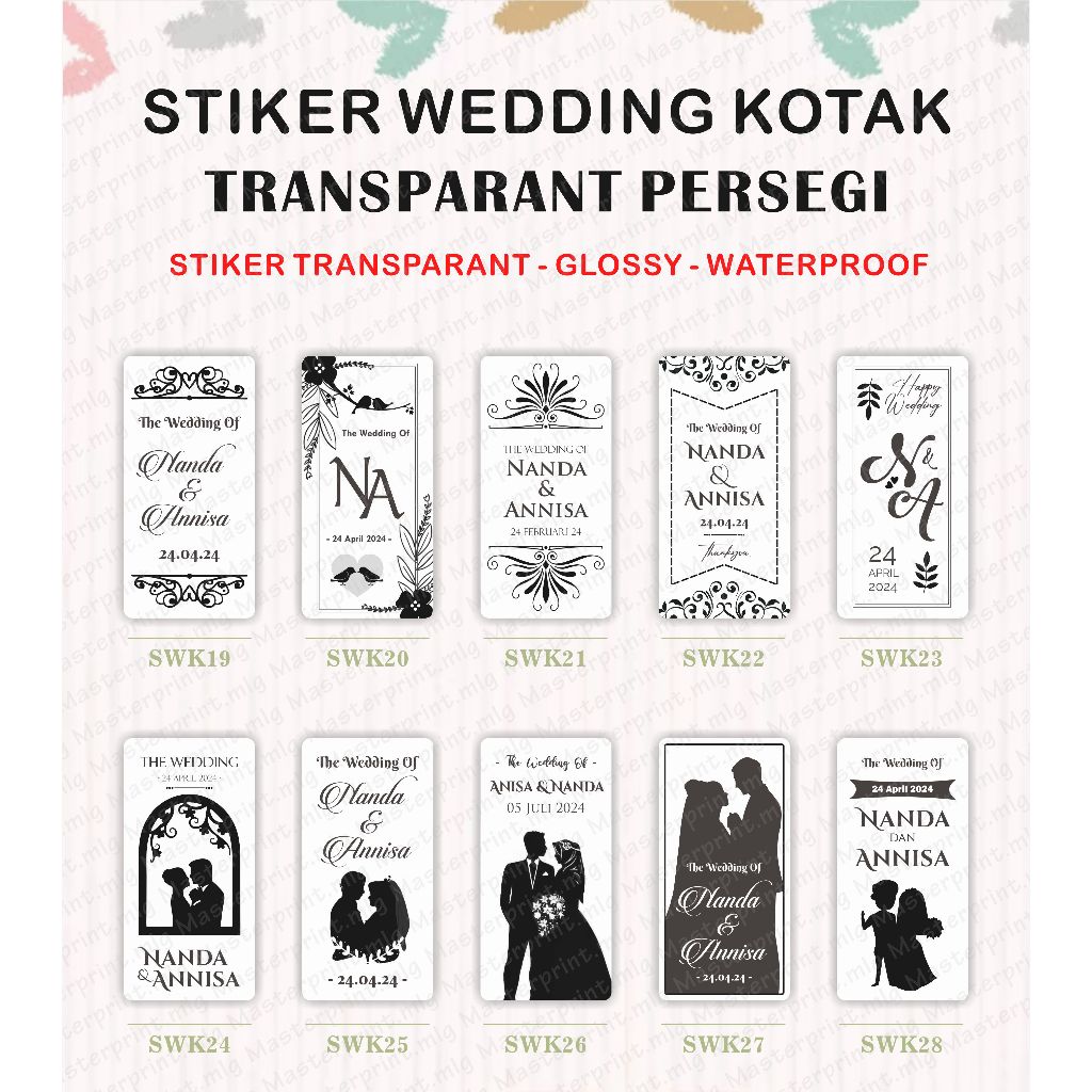 

[Mp87] Stiker Wedding Transparan Kotak Stiker Souvenir Pernikahan Persegi