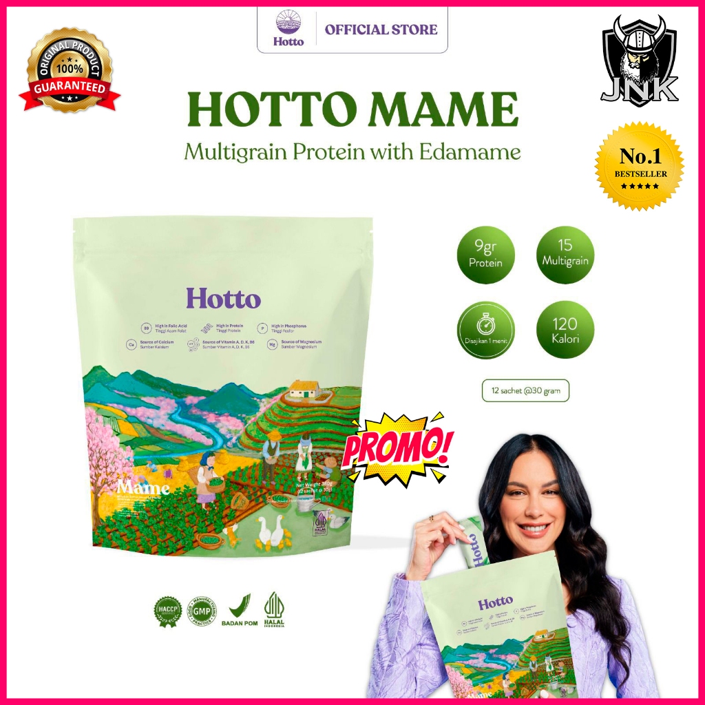 

HOTTO MAME 12 Sachet | Multigrain Protein Isolate Superfood Edamame Nutrisi Sereal Serat Kesehatan