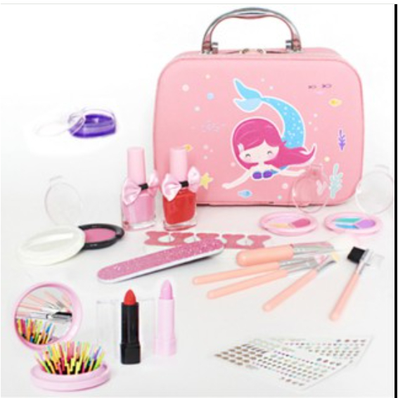 [FI] Mainan Make up anak bahan aman, Alat make up nail art tas anak mermaid