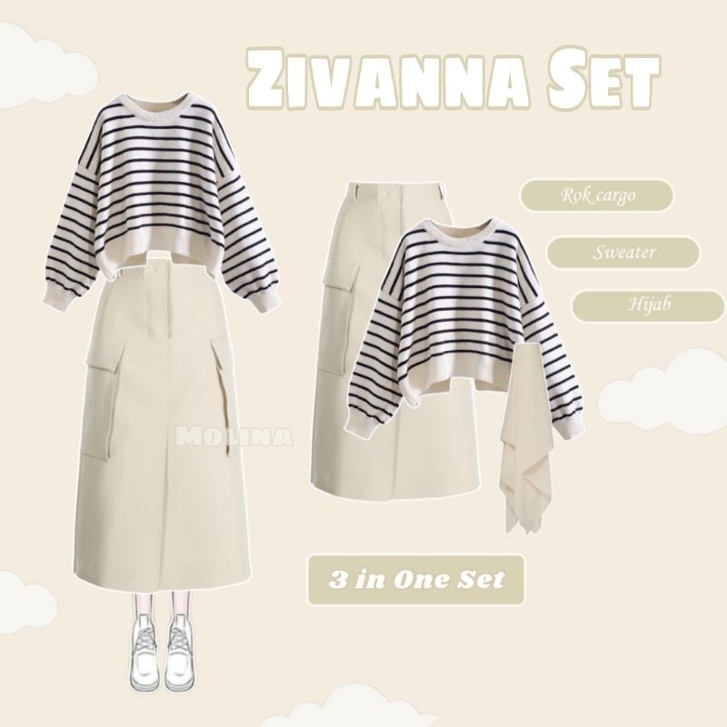 SET04 - ONESET 3in1, Outfit Korea, Set Korea, Ootd Korea, Sweater strip