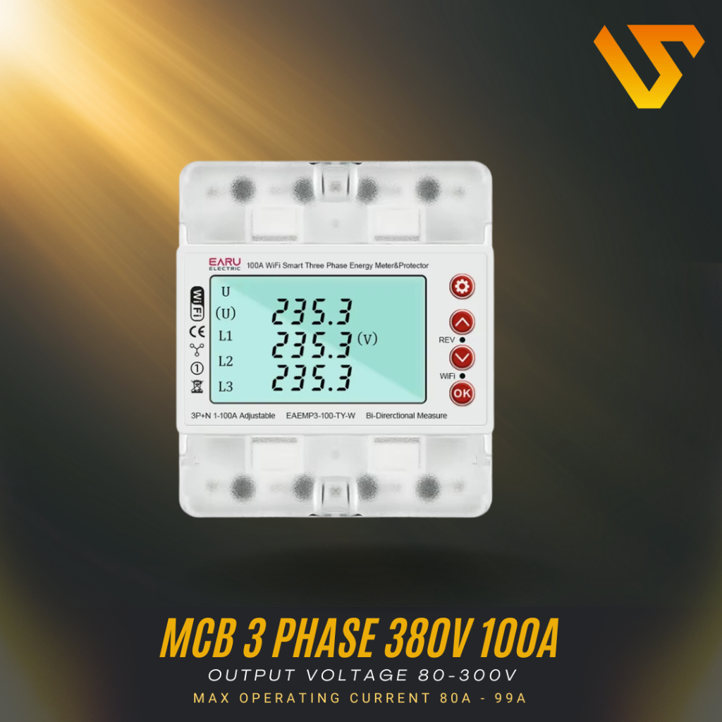Smart Tuya MCB kWh Meter Watt Meter Digital WiFi 100A