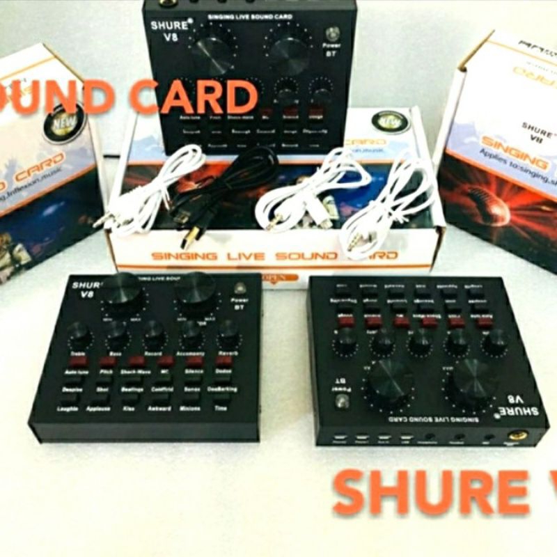 PAKET Mic MICROPHONE H5+V8 SAUNDCARD V8 MIXER BLUETOOTH AUDIO KARAOKE