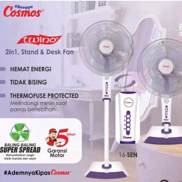 Cosmos Kipas Angin 2in1 Electric Stand Fan 16 - SEN / Kipas Angin 2in1 Cosmos 16 SEN