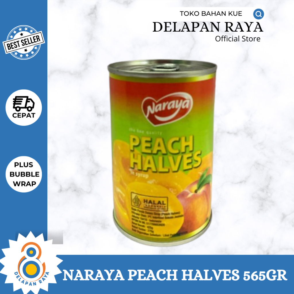 

NARAYA PEACH HALVES 425GR BUAH PEACH KALENG -8Raya