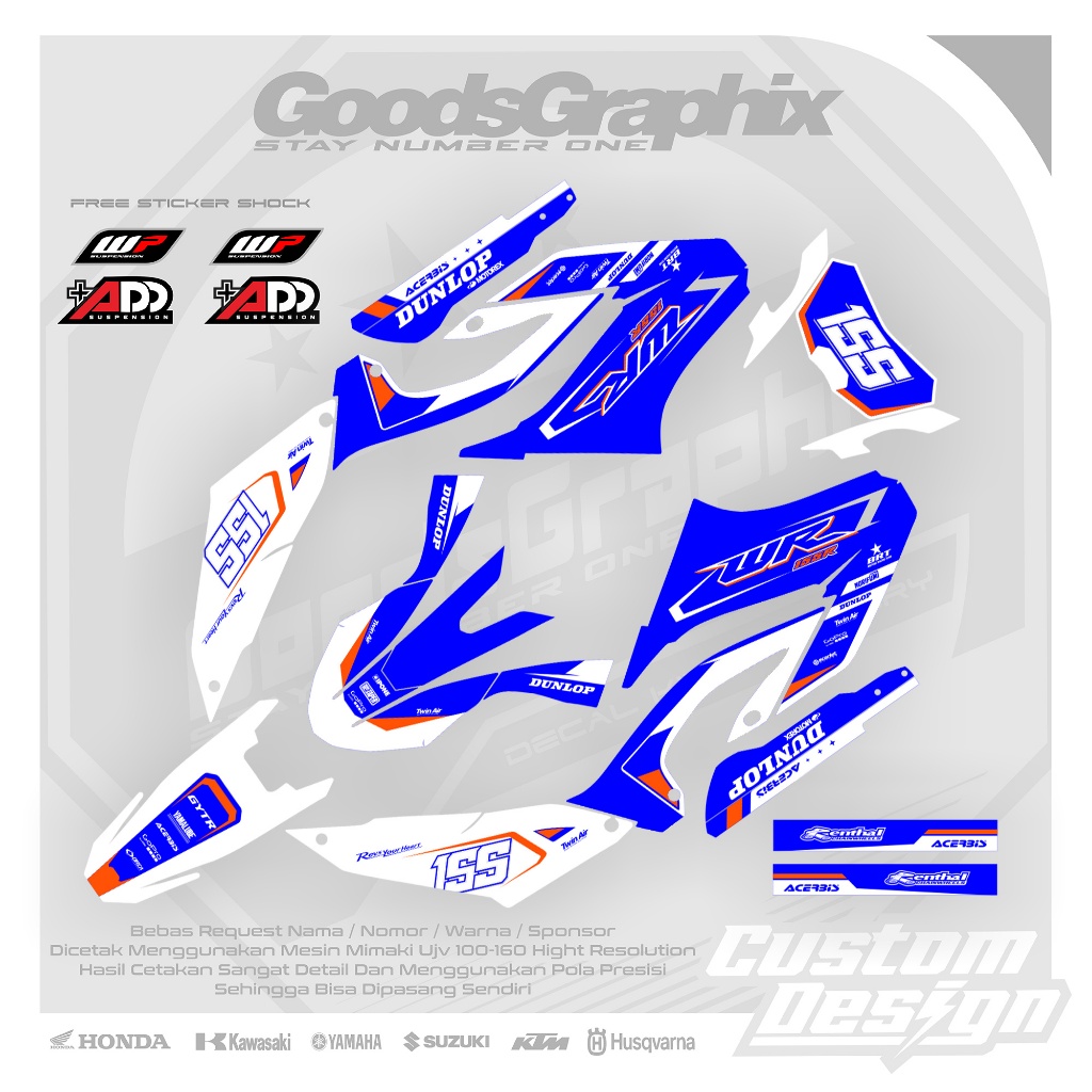 Decal Yamaha Wr 155 Superglossy Premium - Decal Wr 155 Biru Putih