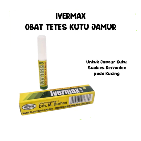 IVERMAX obat tetes KUTU JAMUR SCABIES DEMODEX KUCING / btm / meyer / cat dog / flea tick drop