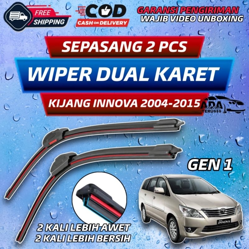 Wiper Kijang Innova 2005-Sekarang Dual Karet Frameless Double Blade Sepasang 2 Pcs Wiper Mobil Toyot