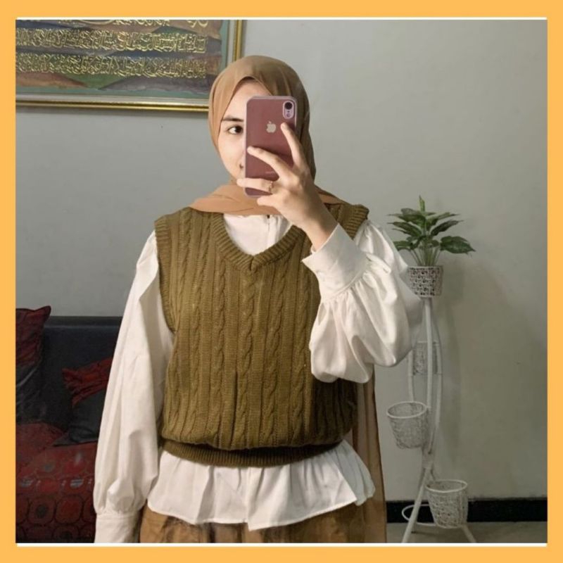 VEST ROMPI RAJUT CABLE / Vest Rajut Cable / Baju Rajut Wanita / Rompi Rajut Wanita Premium