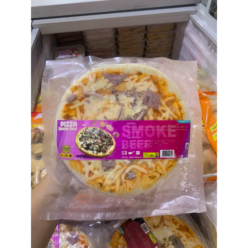 

pizza pan frozen 20 chesee ,smoke beef ,triple meet