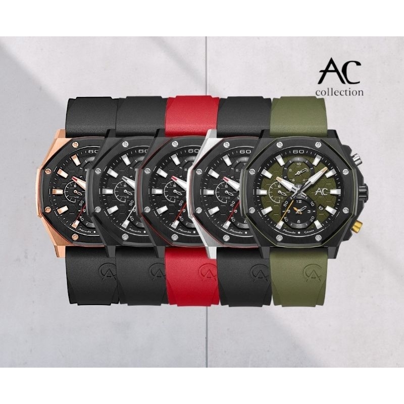 Jam Tangan Pria Alexandre Christie Collection 9601 GC AC 9601 AC9601 Tali Karet / Rubber