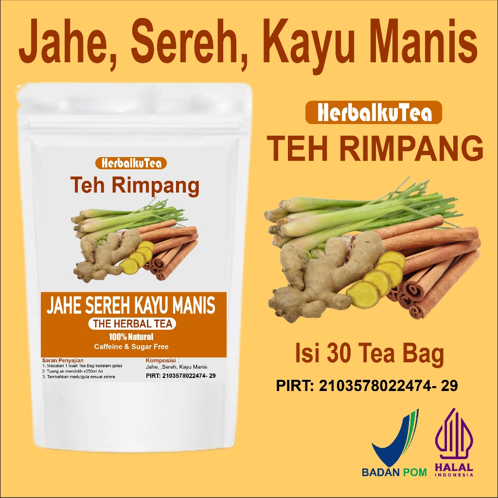 

TEH JAHE, SEREH & KAYU MANIS / GINGER, LEMONGRASS & CINNAMON TEA - HerbalkuTea