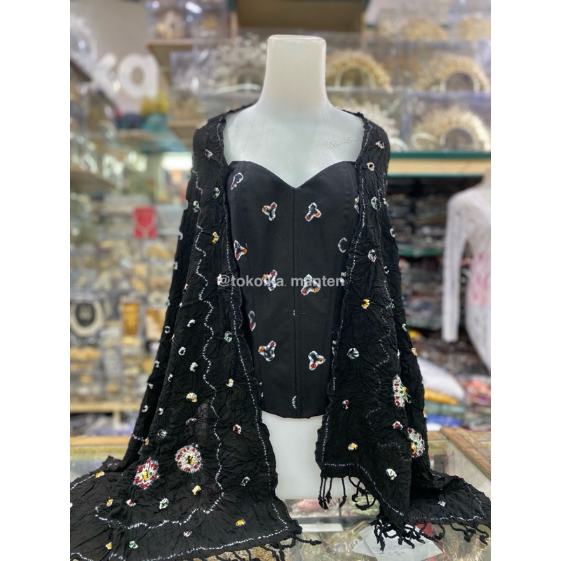 SET KAMISOL SELENDANG JUMPUTAN / PAKAIAN ADAT JAWA / LONGTORSO ALUSAN JUMPUTAN / SELENDANG BESAR RUM