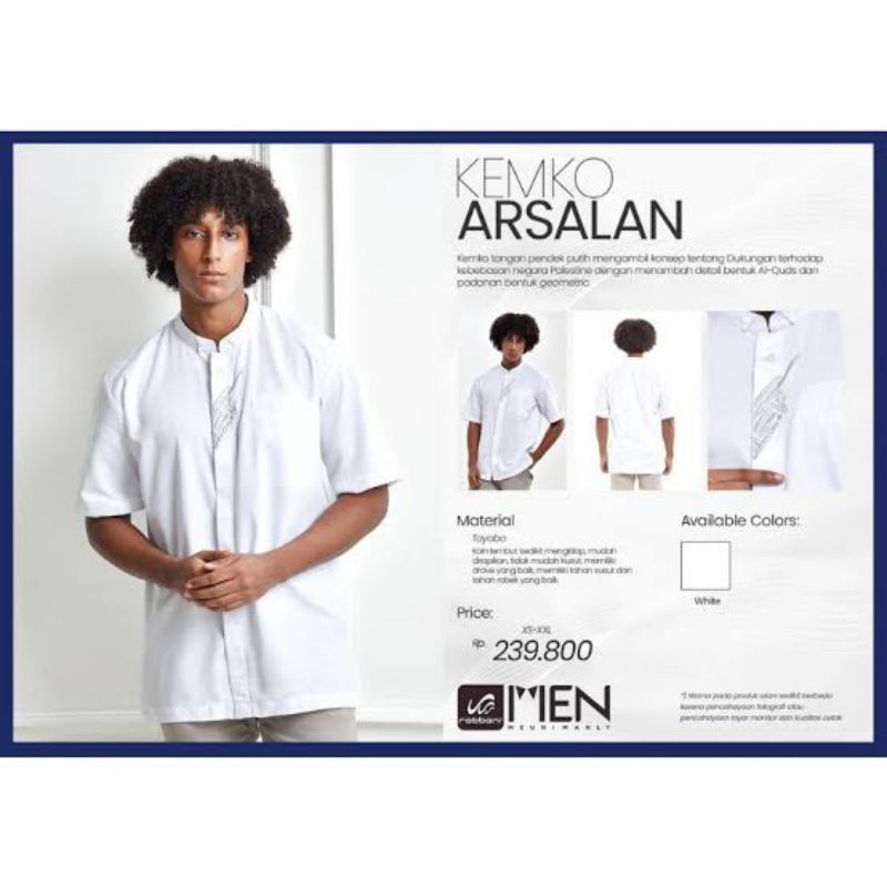 Kemko Rabbani Arsalan Pdk Putih Polos Lengan Pendek Kemeja Pria