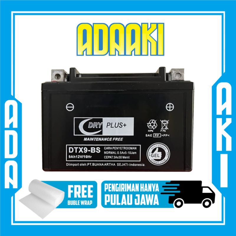 Aki DRYPLUS DTX9-BS untuk Motor ninja 250, Minerva, KTM Duke 250
