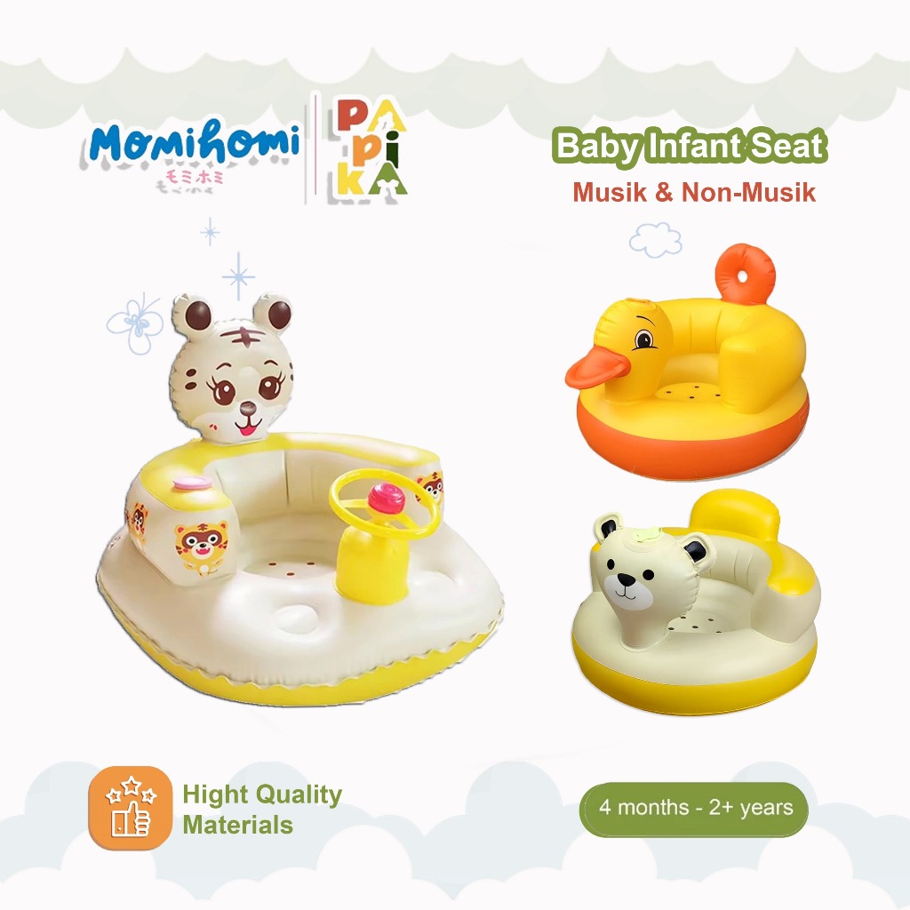 PAPIKA Kursi Sofa 03  Tiup PVC Tempat Belajar Duduk Bayi Baby Infant Seat Model Bebek Musik  Kursi M