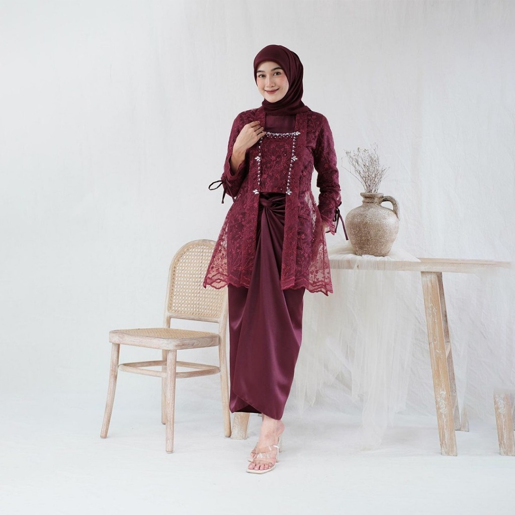 Oneset ASMARA wanita Kekinian Premium Setelan Kondangan Rok Lilit Outfit Kondangan Baju