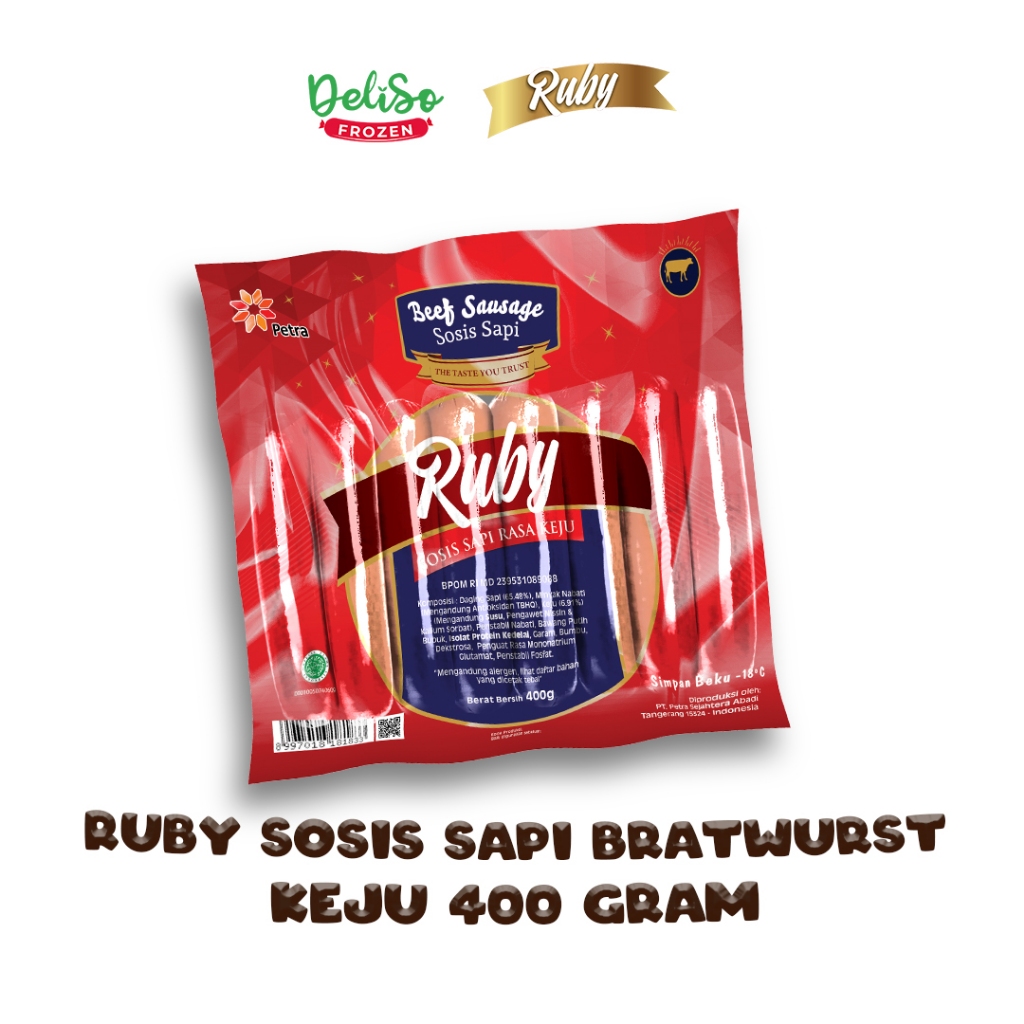 

Sosis Sapi Bratwurst Keju Ruby 400 Gram Promo Beli 1 Gratis 1