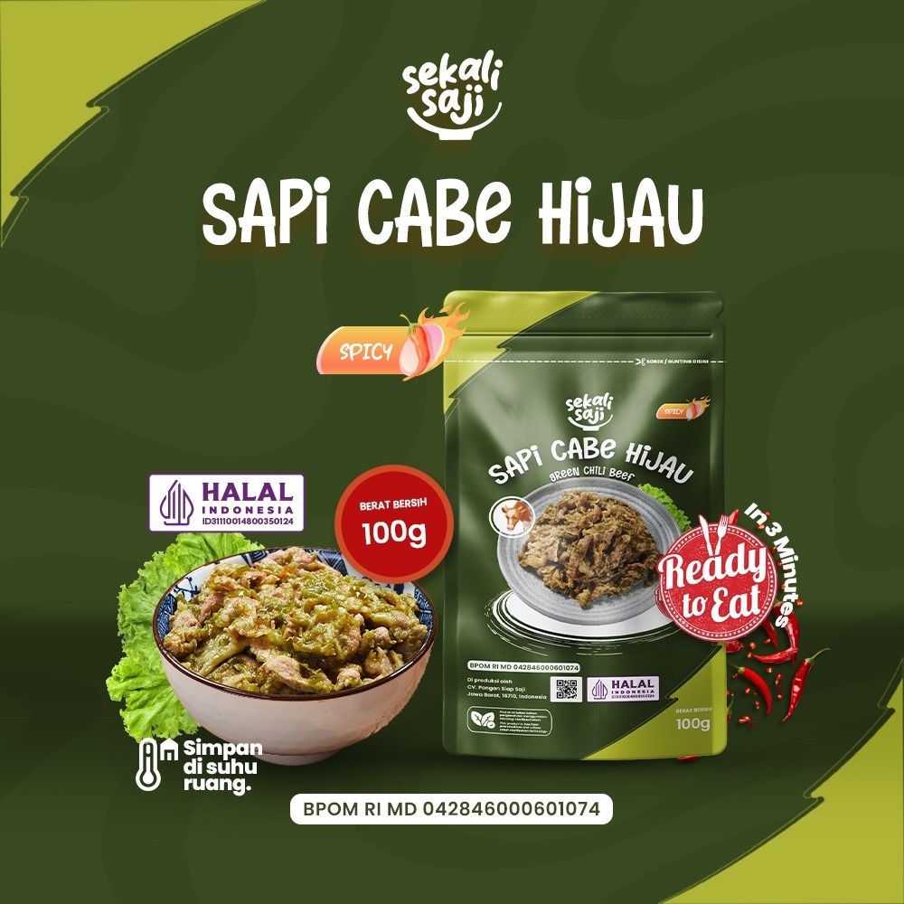 

SEKALI SAJI - Lauk Siap Saji Sapi Cabe Hijau 100gr Makanan Instan Lauk Pauk Mateng Halal SekaliSaji