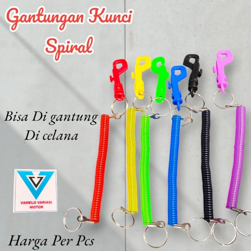 Gantungan Spiral Gantungan Kunci Motor Tali Spiral Karet atau Per Elastis
